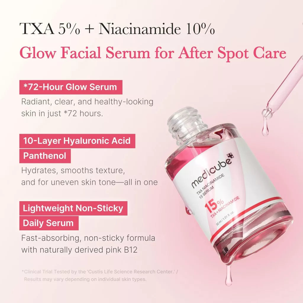 Medicube TXA Glow & Care Duo: TXA+Niacinamide 15% Glow Facial Serum and TXA+Niacinamide Capsule Cream