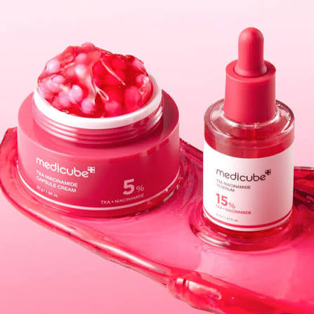 Medicube TXA Glow & Care Duo: TXA+Niacinamide 15% Glow Facial Serum and TXA+Niacinamide Capsule Cream